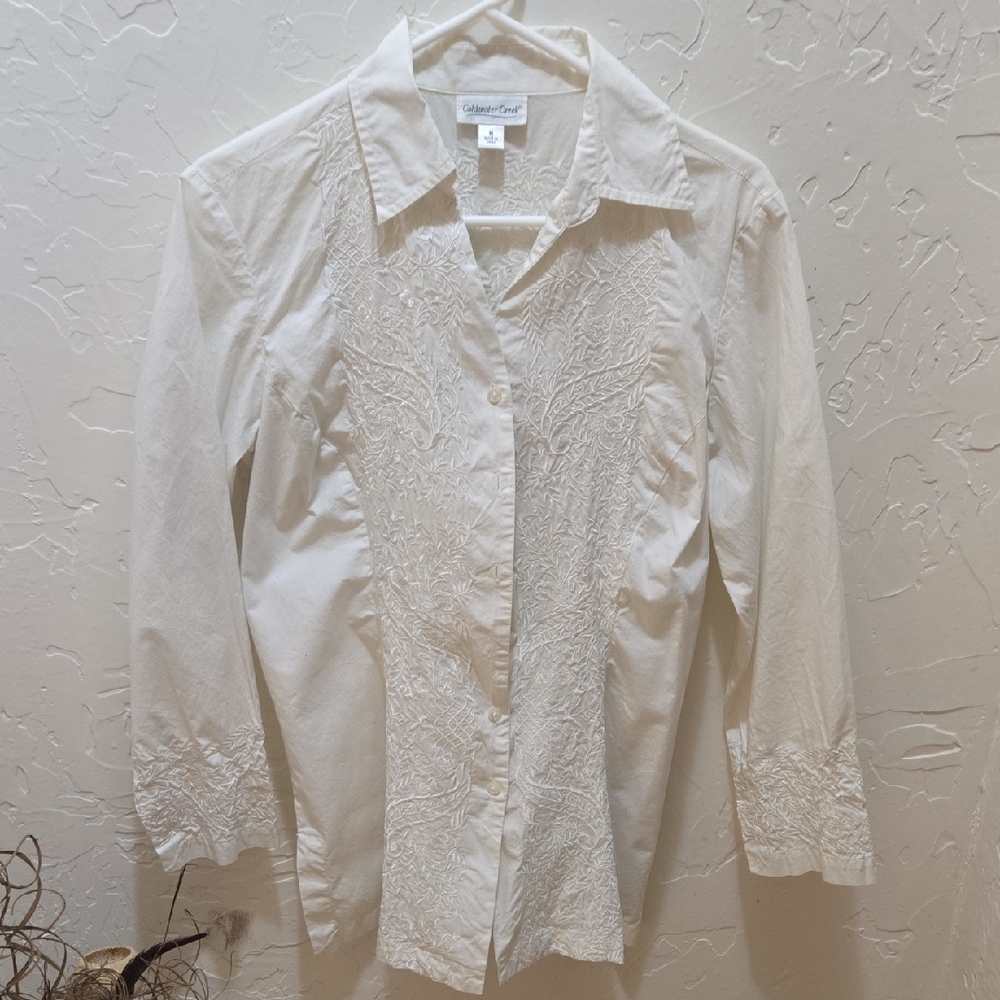 Vintage Coldwater Creek Cream Embroidered Top